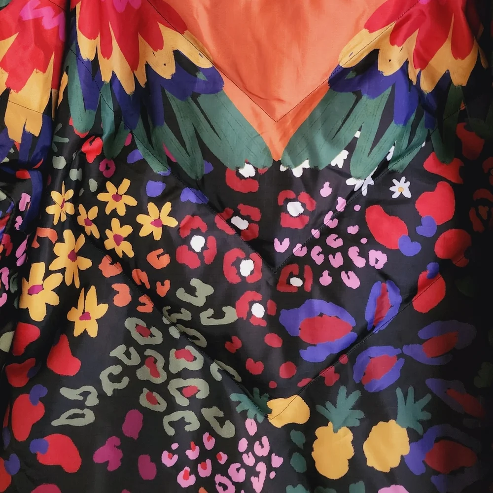 Farm Rio Macaw-Print Faux-Shearling Puffer Jacket - Picture 6 of 6